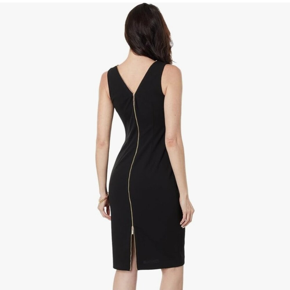 Calvin Klein Boatneck Midi Sheath Dress with Zipper Detail